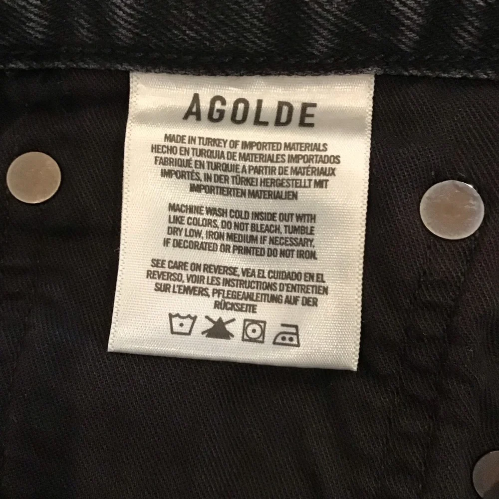 AGOLDE 27 (US 4) Parker Denim Shorts Black High Rise Women’s Distressed Button
